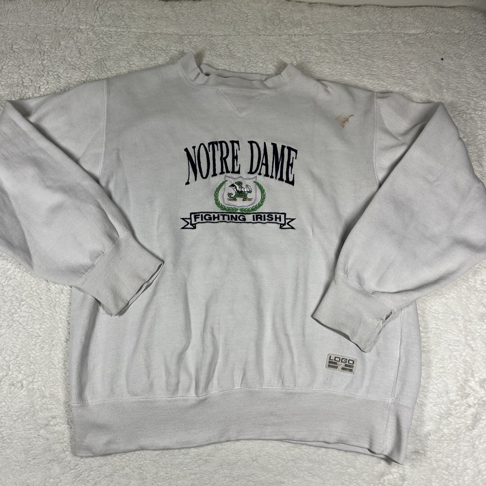 Vintage Notre Dame‎ Sweatshirt Mens M Fighting Irish Logo 7 Crewneck FLAWS